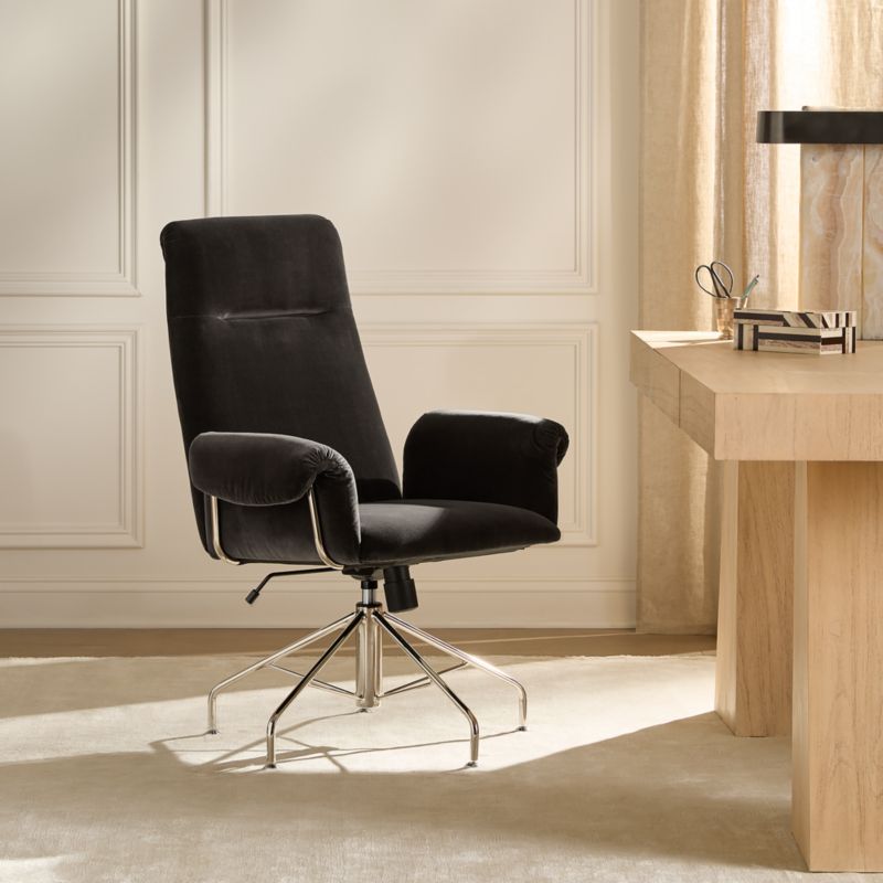 Saviti Black Velvet Office Chair - image 3 of 10