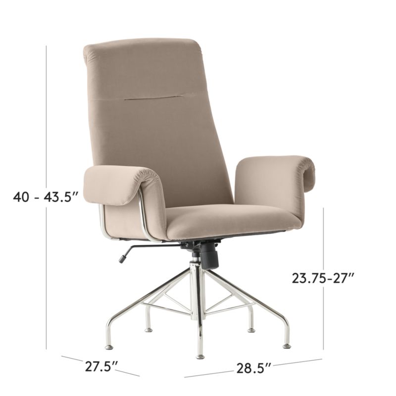 View Saviti Bone Velvet Office Chair - image 3 of 12