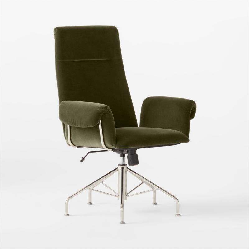 Saviti Olive Velvet Office Chair - image 4 of 9