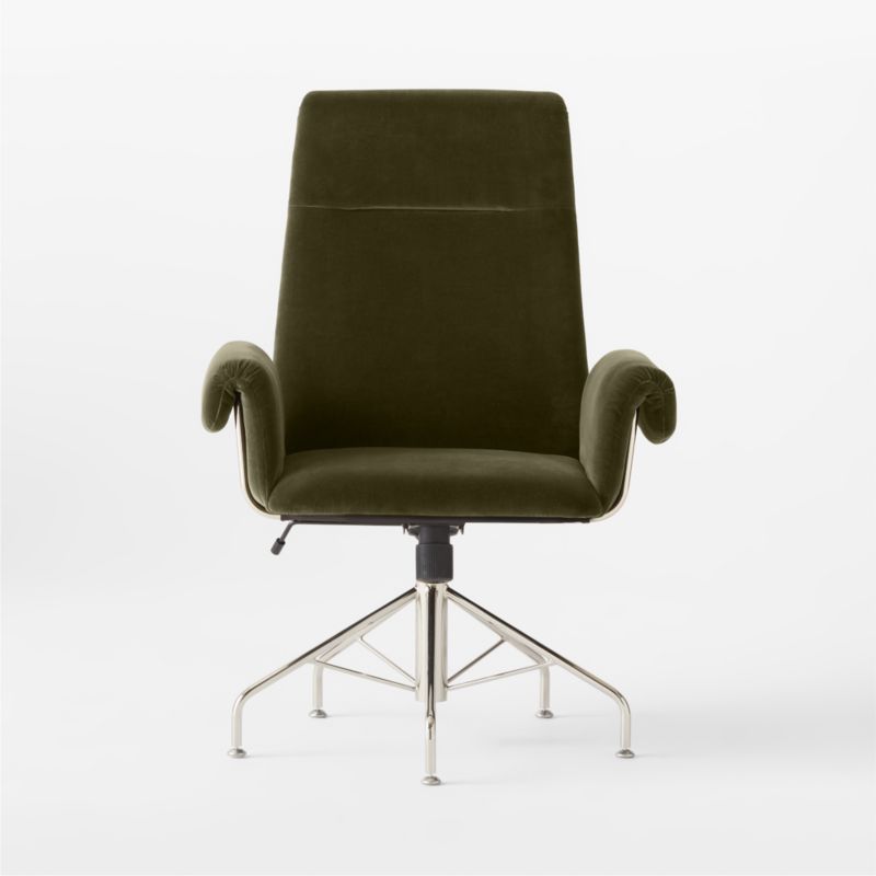 Saviti Olive Velvet Office Chair - image 3 of 9