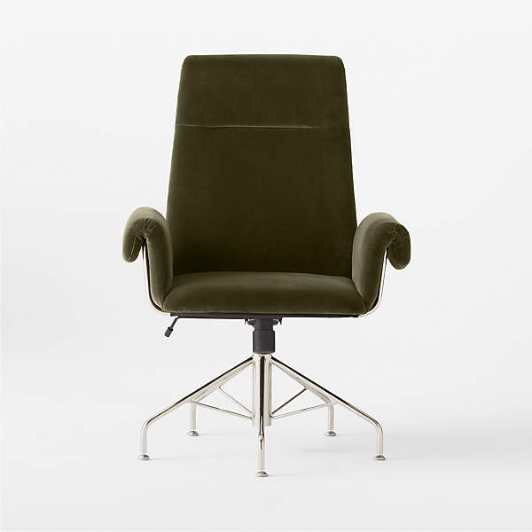 Saviti Modern Olive Velvet Desk Chair + Reviews | CB2 Canada