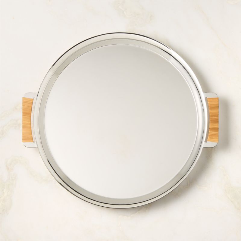 Savoy Polished Stainless Steel and Rattan Oval Cocktail Tray