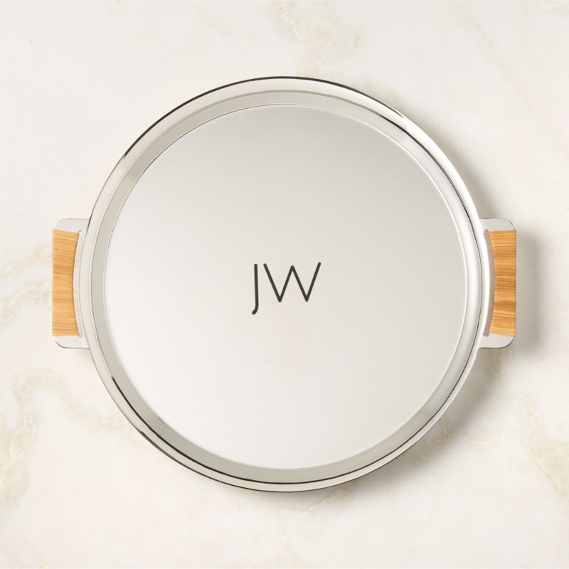 Savoy Polished Stainless Steel and Rattan Oval Cocktail Tray