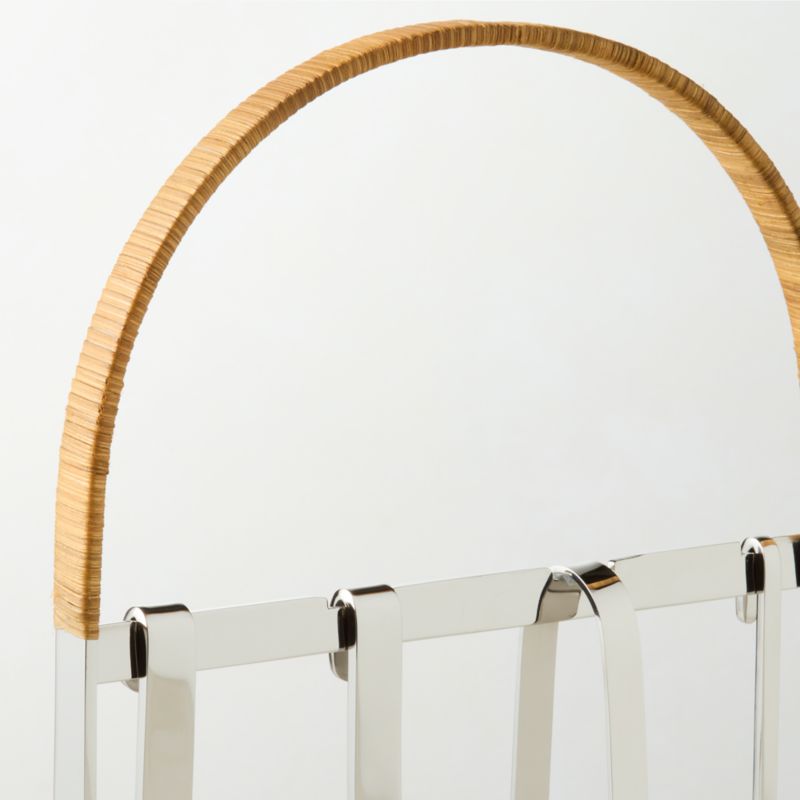 Savoy Polished Stainless Steel and Rattan Bar Tool Set with Stand - image 2 of 6