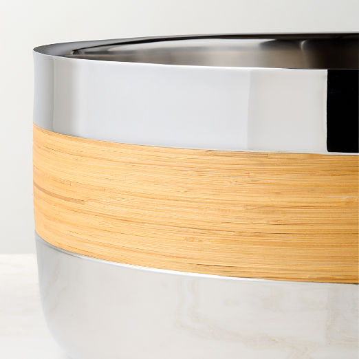 Savoy Polished Stainless Steel and Rattan Oval Beverage Tub