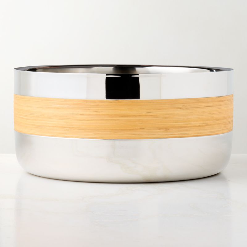 Savoy Polished Stainless Steel and Rattan Oval Beverage Tub