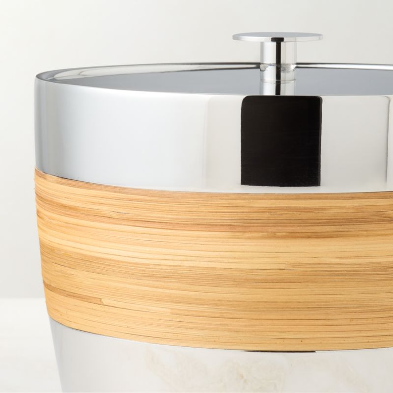Savoy Polished Stainless Steel and Rattan Ice Bucket