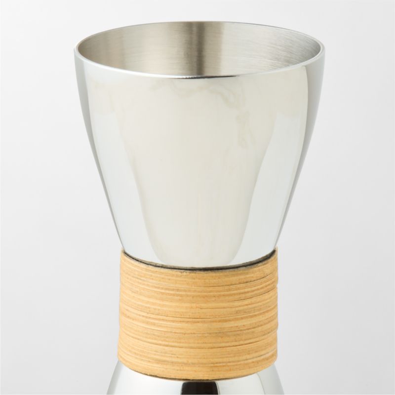 Savoy Polished Stainless Steel and Rattan Jigger