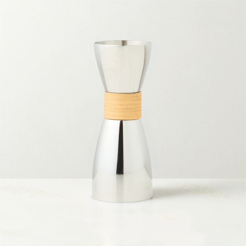 Viewing product image Savoy Polished Stainless Steel and Rattan Jigger - image 1 of 5