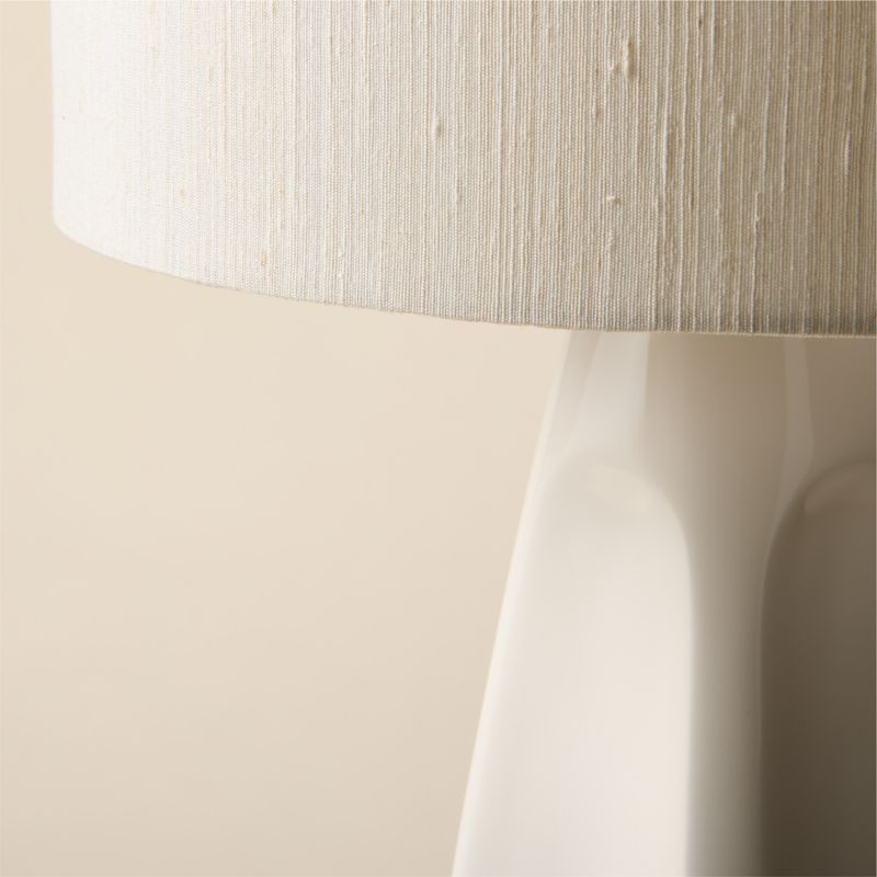 Saxon White High-Gloss Resin Table Lamp with Silk Shade - image 3 of 5