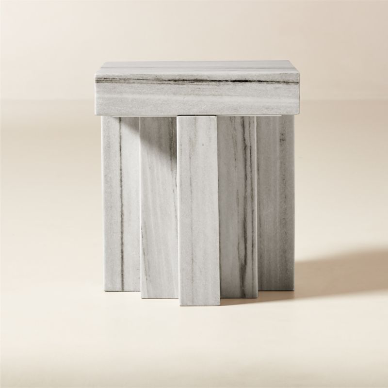 Viewing product image Scada White Marble Side Table - image 1 of 8