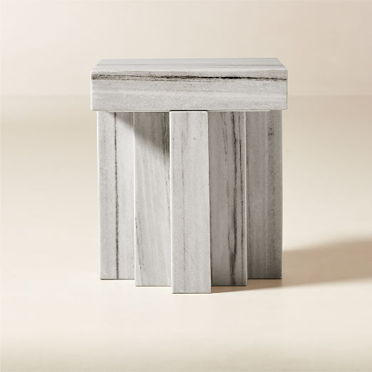 Scada White Marble Side Table