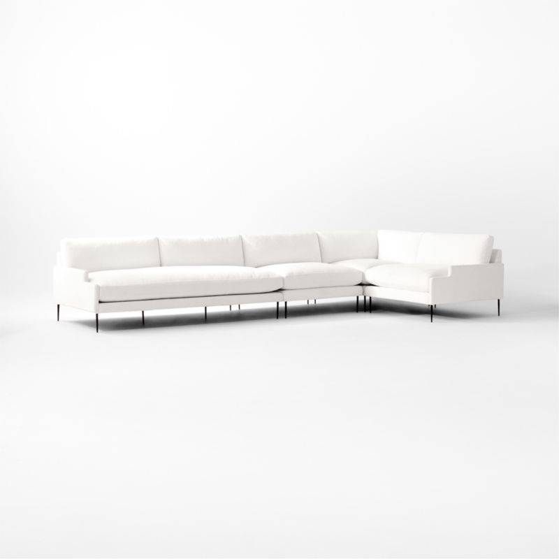 Scalino 4-Piece Sectional Sofa with Right Arm Chair Lindy Snow - image 4 of 7