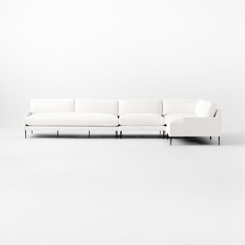 Scalino 4-Piece Sectional Sofa with Right Arm Chair Lindy Snow - image 3 of 7