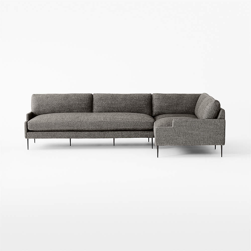 Scalino Modern 3-Piece L-Shaped Grey Sectional Sofa With Right-Arm | Cb2