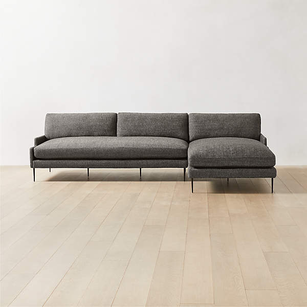 hoe Jong Verschuiving Scalino Modern 2-Piece L-Shaped Grey Sectional Sofa with Right Chaise | CB2  Canada