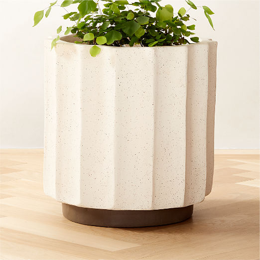 Scallop White Ceramic Indoor/Outdoor Large Planter 19"H