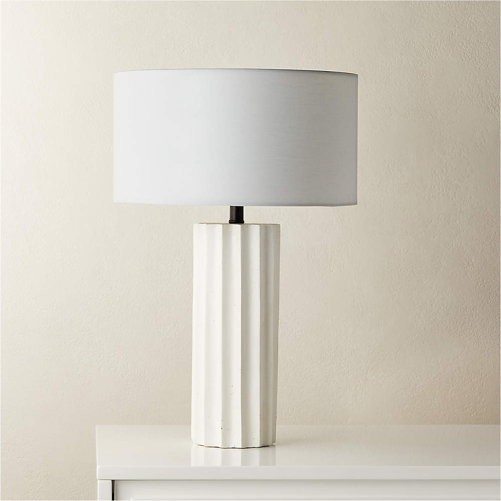 Scallop White Concrete Table Lamp, Cement Ashby Table Lamp