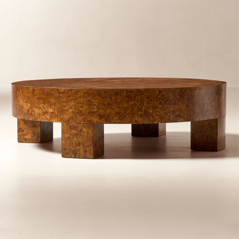 Scatola 48" Round Brown Burl Wood Coffee Table - image 2 of 8