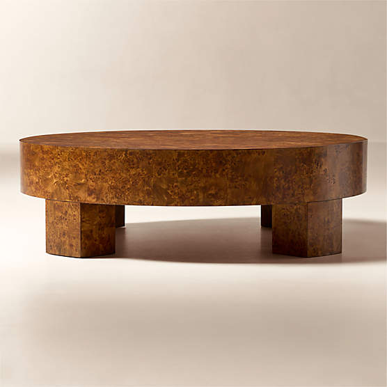 Scatola 48" Round Brown Burl Wood Coffee Table