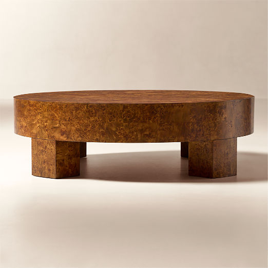 Scatola 48" Round Brown Burl Wood Coffee Table