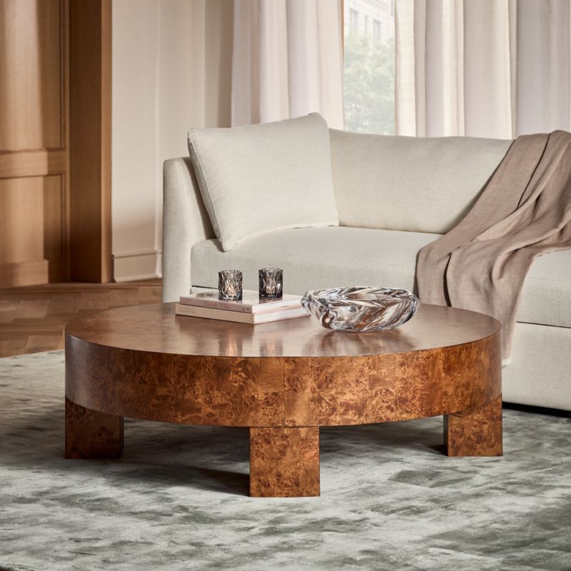 Scatola 48" Round Brown Burl Wood Coffee Table - image 1 of 8