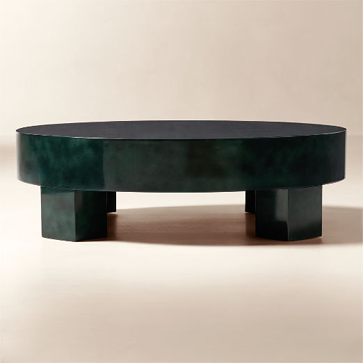 Scatola 48" Round Dark Green Lacquered Coffee Table
