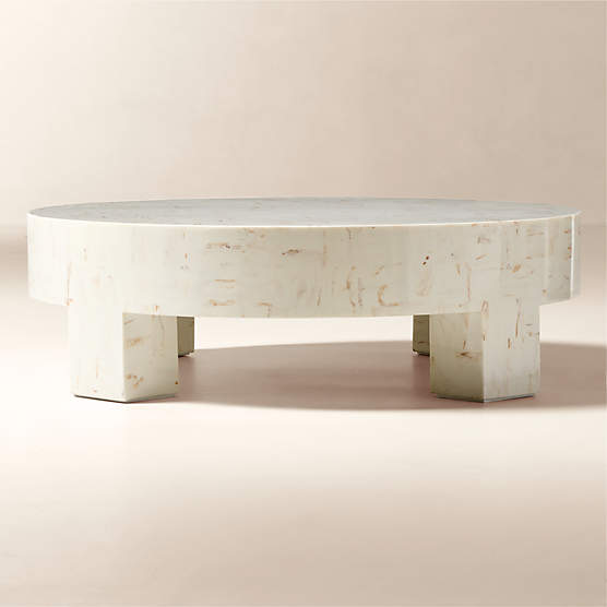 Scatola 48" Round White Tiled Resin Coffee Table