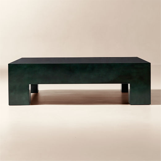 Scatola 48" Square Dark Green Lacquered Coffee Table