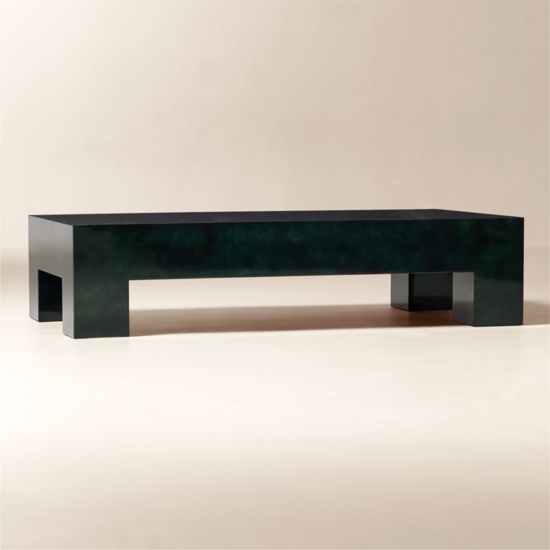 Scatola 60" Rectangular Dark Green Lacquered Coffee Table - image 3 of 9