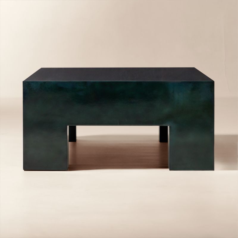 Scatola 60" Rectangular Dark Green Lacquered Coffee Table - image 4 of 9