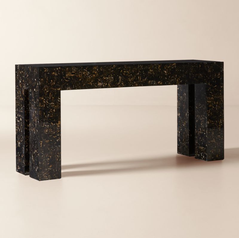 Scatola 60" Brown Tiled Resin Console Table - image 2 of 5