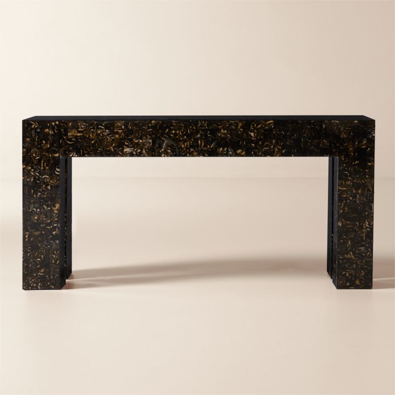 Scatola 60" Brown Tiled Resin Console Table - image 0 of 5