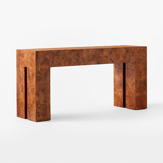 Scatola 60" Brown Burl Wood Console Table