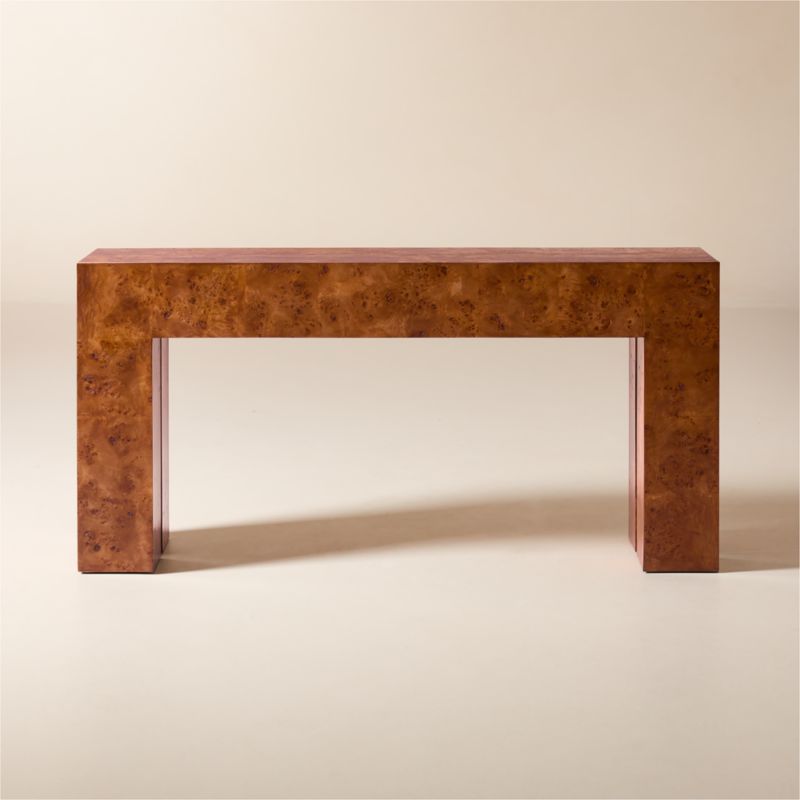 Viewing product image Scatola 60" Brown Burl Wood Console Table - image 1 of 7