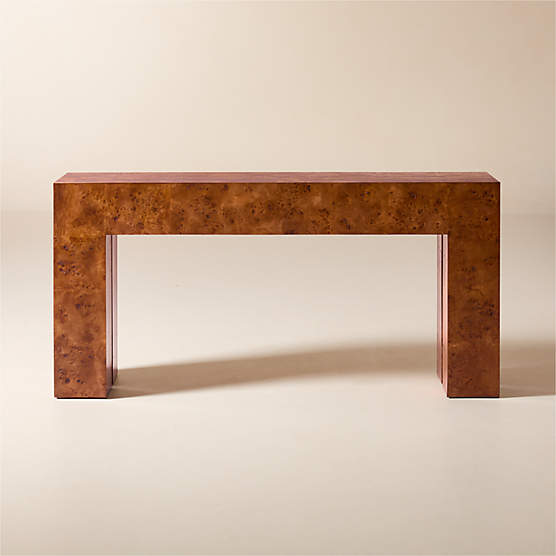 Scatola 60" Brown Burl Wood Console Table