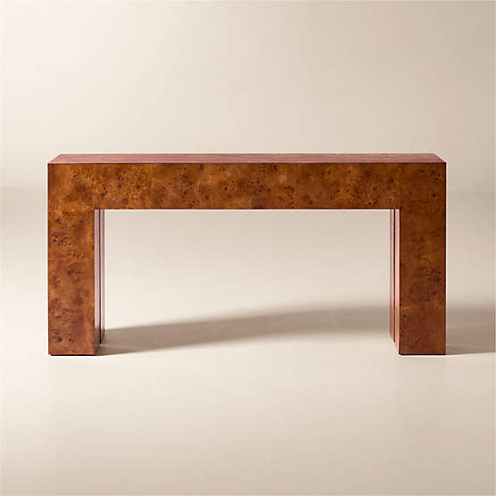 Scatola 60" Brown Burl Wood Console Table