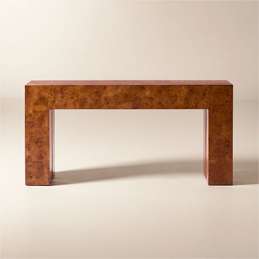 Scatola 60" Brown Burl Wood Console Table