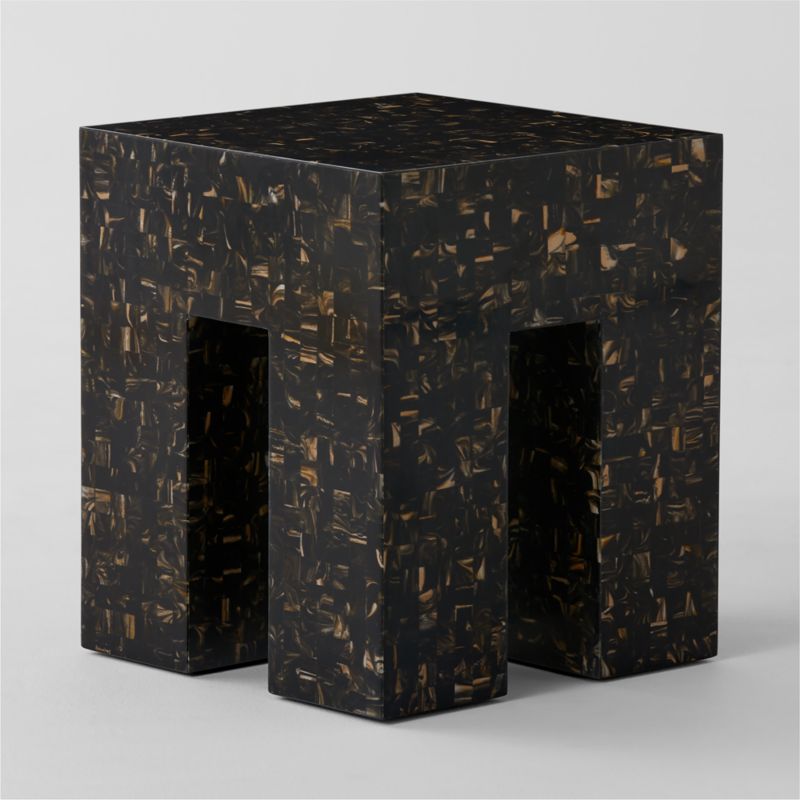 Scatola Brown Faux Horn Side Table - image 4 of 6