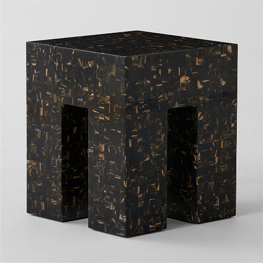 Scatola Brown Faux Horn Side Table