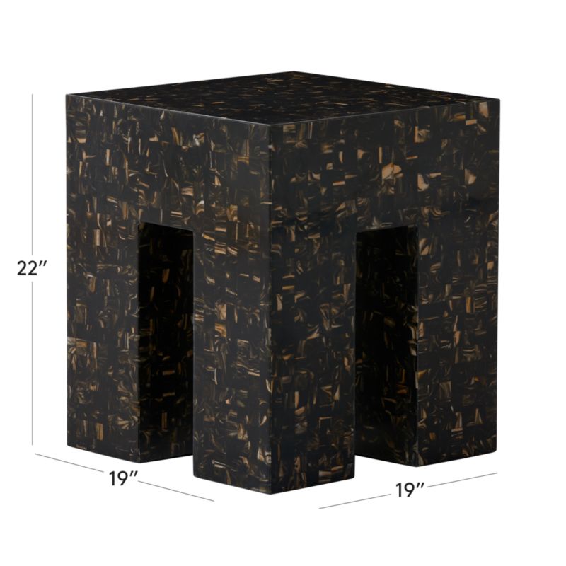 View Scatola Brown Faux Horn Side Table - image 3 of 6