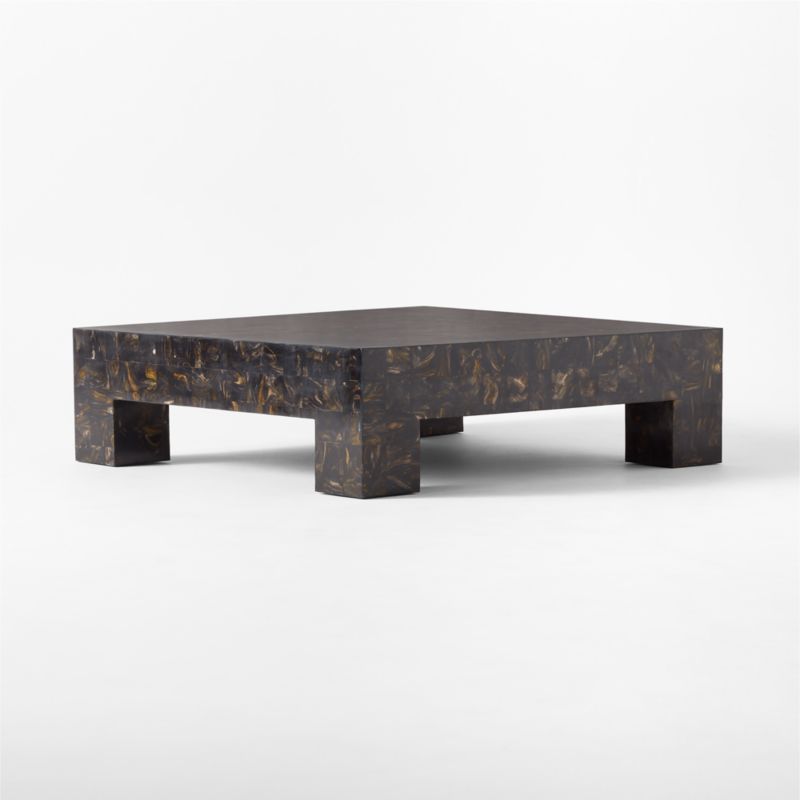 Viewing product image Scatola 48" Square Brown Tiled Resin Coffee Table - image 1 of 6