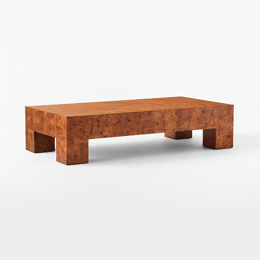 Scatola Rectangular Brown Burl Wood Coffee Table