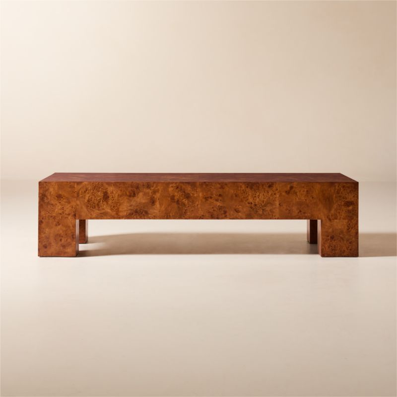 Scatola Rectangular Brown Burl Wood Coffee Table - image 0 of 8