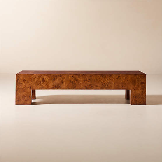 Scatola Rectangular Brown Burl Wood Coffee Table