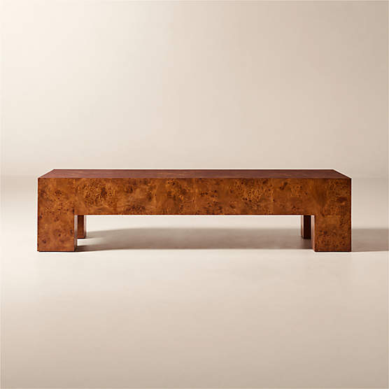 Scatola 60" Rectangular Brown Burl Wood Coffee Table