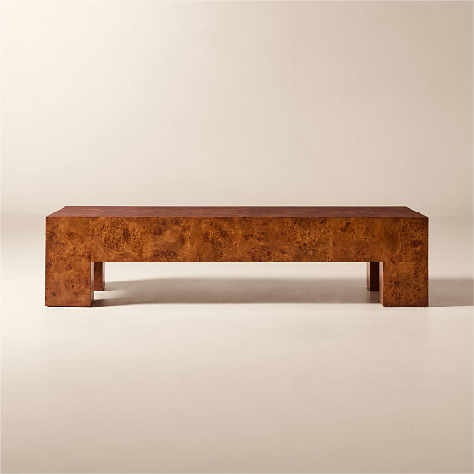 Scatola 60" Rectangular Brown Burl Wood Coffee Table