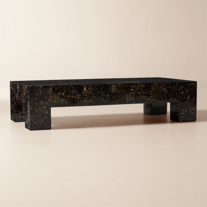 Scatola 60" Rectangle Brown Tiled Resin Coffee Table - image 2 of 5