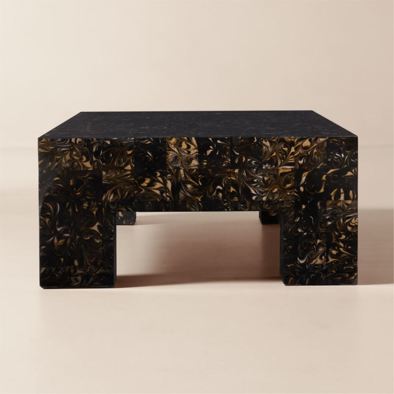 Scatola 60" Rectangle Brown Tiled Resin Coffee Table - image 3 of 5