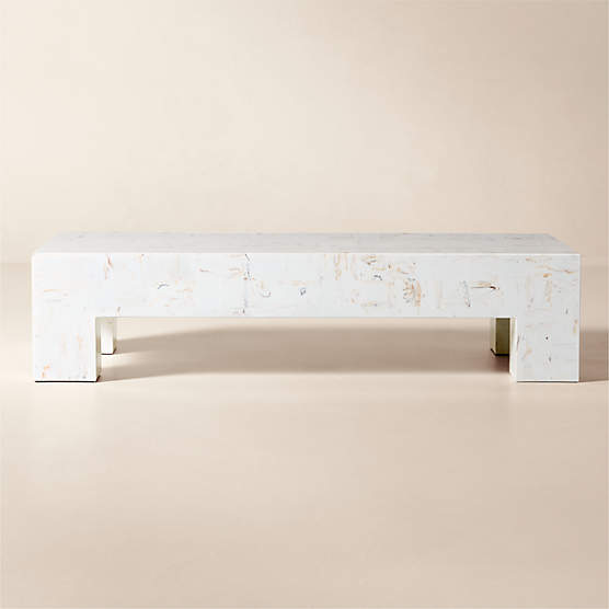 Scatola Rectangular White Swirled Resin Coffee Table